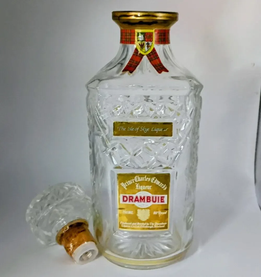Vintage Drambuie Prince Charles Edwards Glass Liquor Bottle Decanter